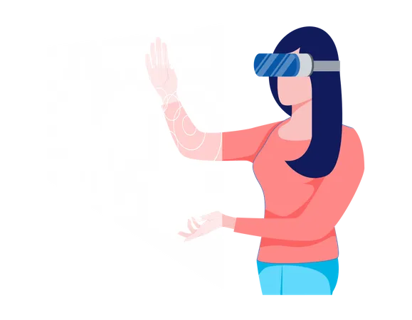 Woman using Virtual reality Illustration