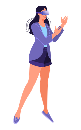 Woman using virtual reality technology  Illustration