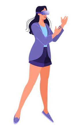 Woman using virtual reality technology  Illustration