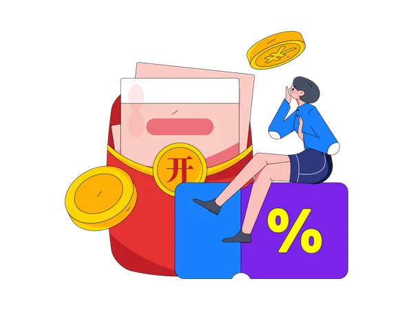 Woman using Voucher during shopping  Illustration