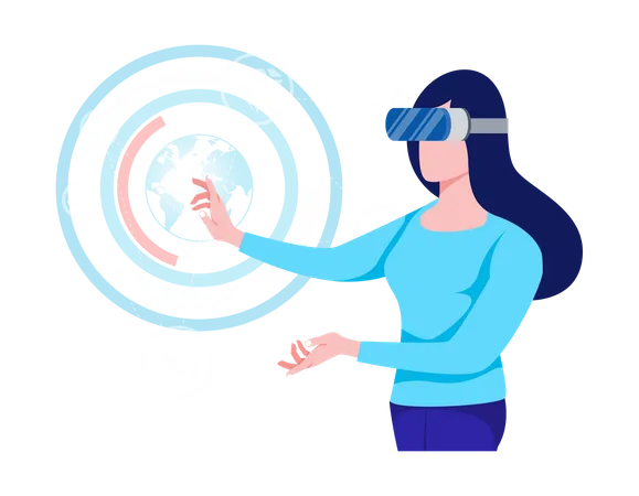 Woman Using VR glasses Illustration