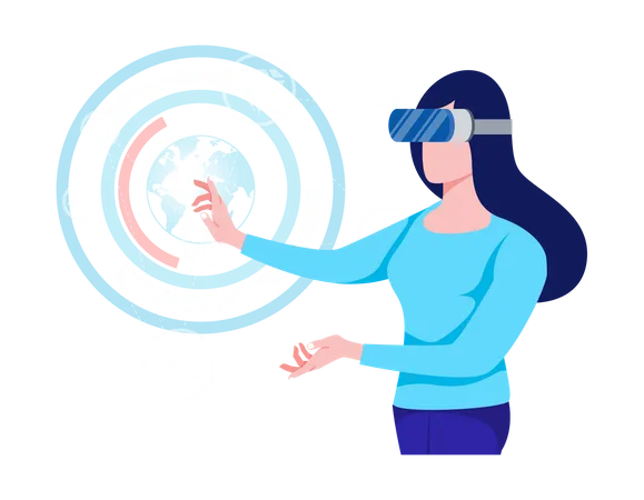 Woman Using VR glasses  Illustration