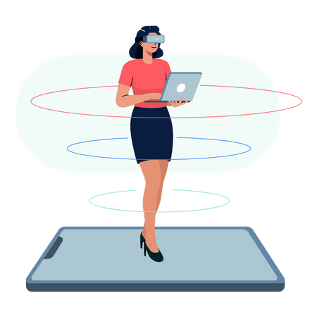 Woman using VR technology  Illustration