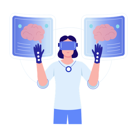 WoMan using vr technology  Illustration