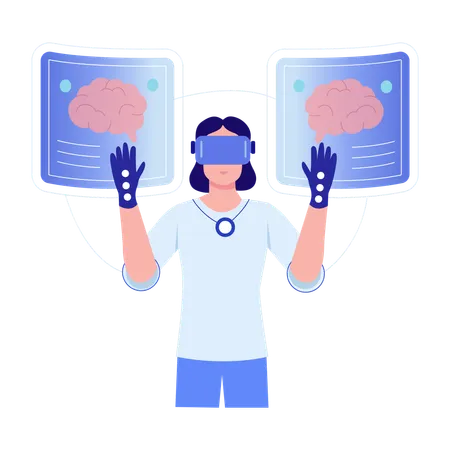 WoMan using vr technology  Illustration