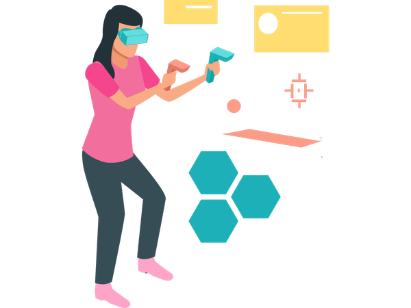 Woman using vr technology  Illustration