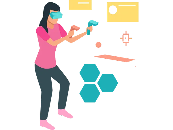 Woman using vr technology  Illustration