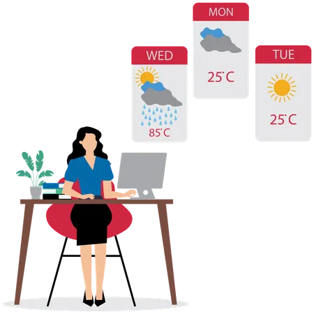 Woman using Weather Forecast Tech  Illustration