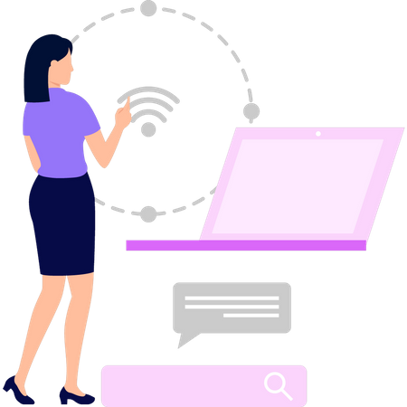 Woman using Wi-Fi technology  Illustration