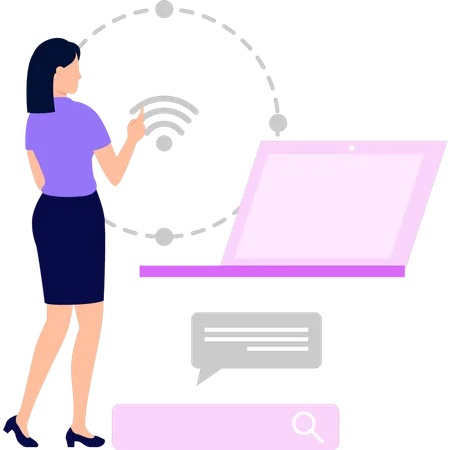 Woman using Wi-Fi technology  Illustration
