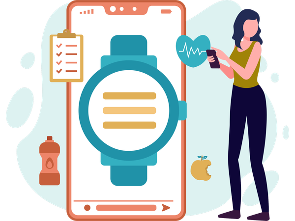 Woman Using Workout Tracker on mobile  Illustration