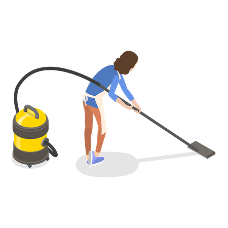 Woman vacuuming the floor  Illustration