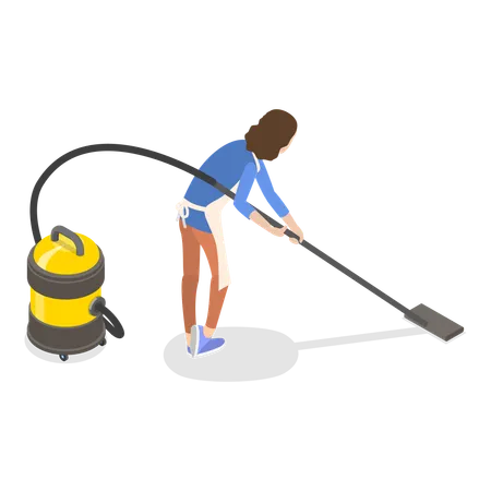 Woman vacuuming the floor  Illustration