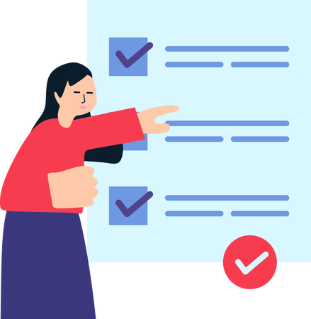 Woman Verified Process Evaluation  Illustration