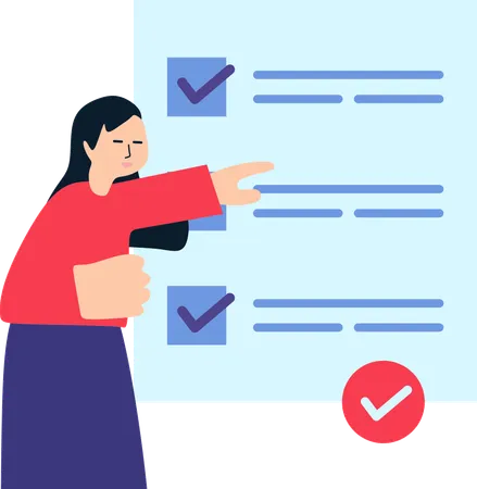 Woman Verified Process Evaluation  Illustration