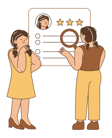 Woman verifying job profile  Illustration