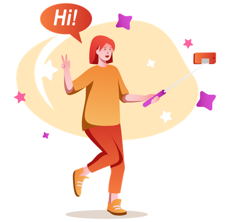 Woman Video Blogger  Illustration