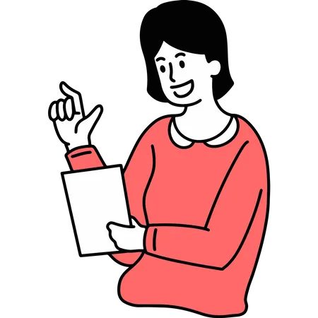 Woman video calling on iPad Illustration