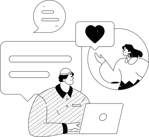 Woman views at employee's social media account  Illustration