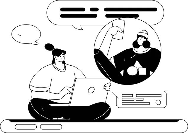 Woman views at employee's social media account  Illustration