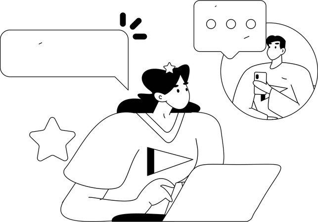 Woman views at employee's social media account  Illustration