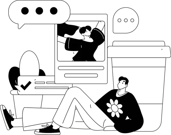 Woman views at employee's social media account  Illustration