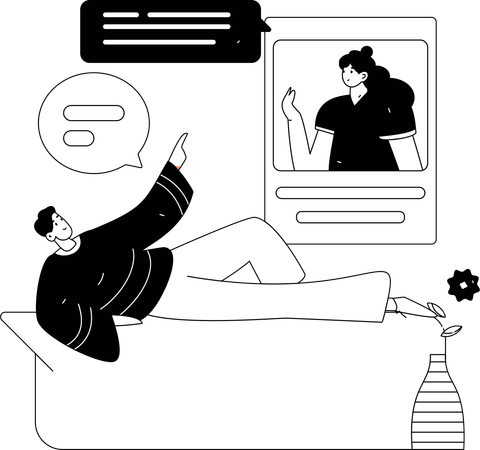 Woman views at employee's social media account  Illustration