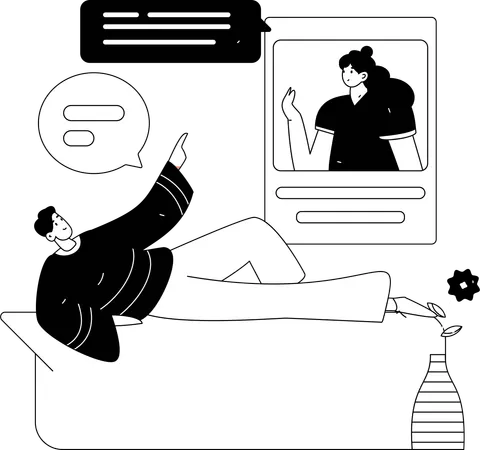 Woman views at employee's social media account  Illustration