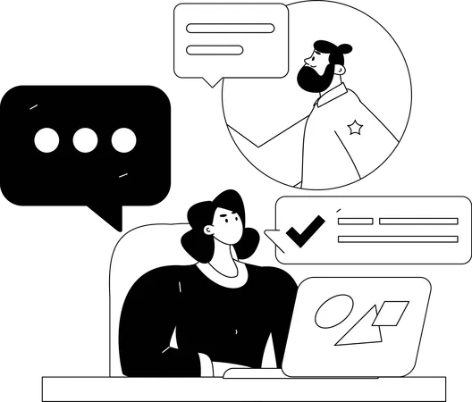 Woman views at employee's social media account  Illustration