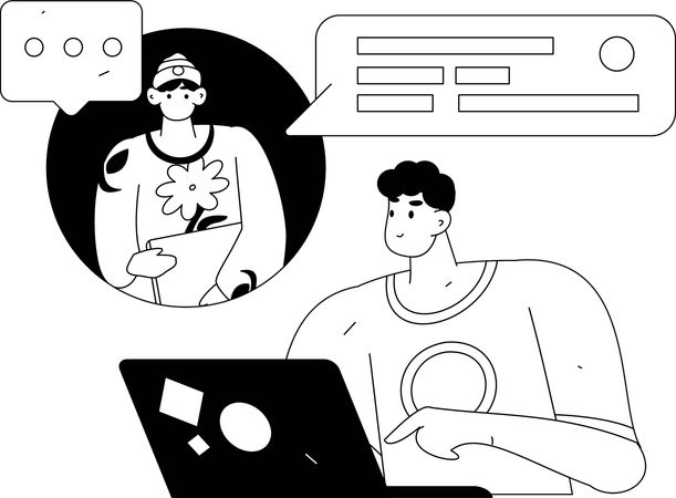Woman views at employee's social media account  Illustration