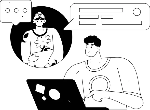 Woman views at employee's social media account  Illustration