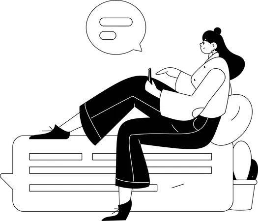 Woman views at employee's social media account  Illustration