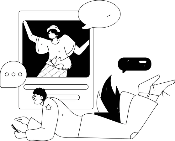 Woman views at employee's social media account  Illustration