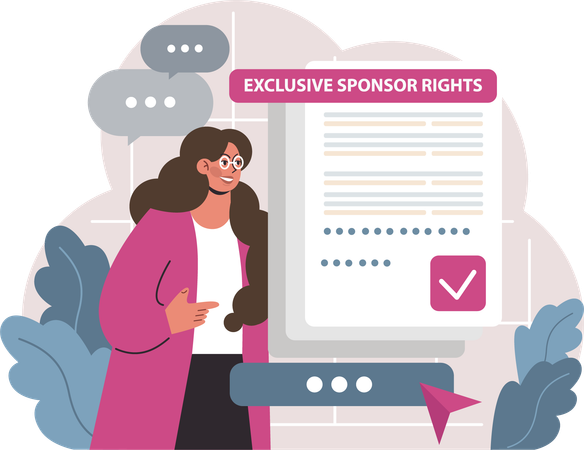 Woman views at exclusive sponsor rights  Illustration