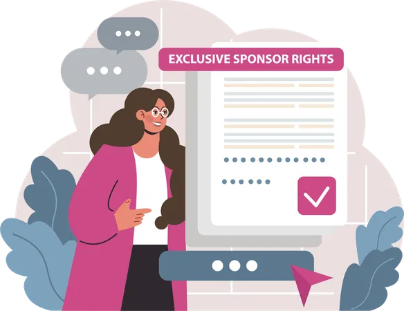 Woman views at exclusive sponsor rights  Illustration