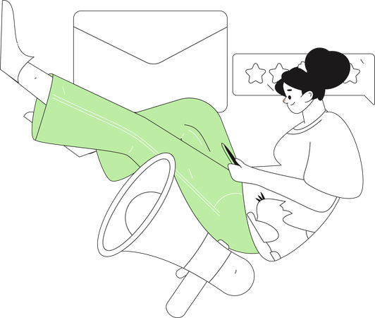 Woman views at shopping mails  Illustration