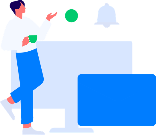 Woman views at shopping notification  Illustration