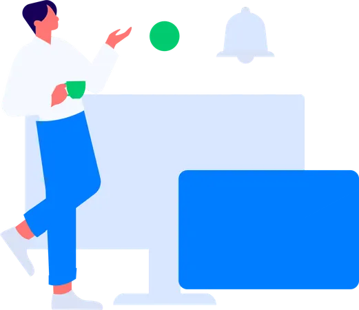 Woman views at shopping notification  Illustration