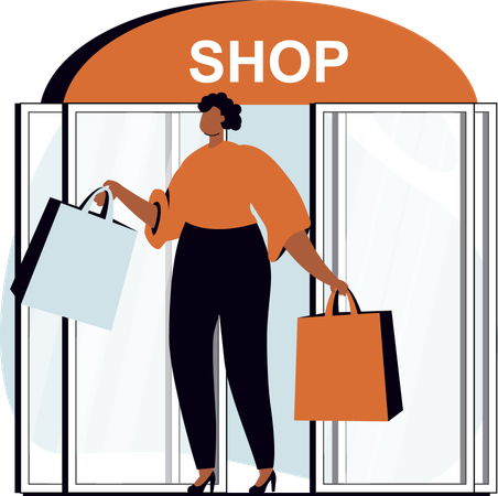 Woman visiting clothes shop  Illustration