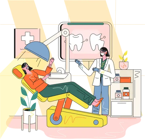 Woman visiting dental clinic Illustration