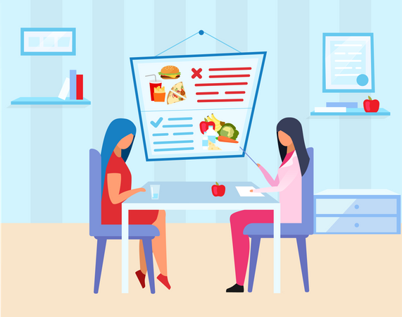 Woman visiting dietitian  Illustration