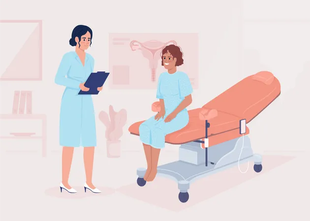 Woman visiting gynecologist  Illustration