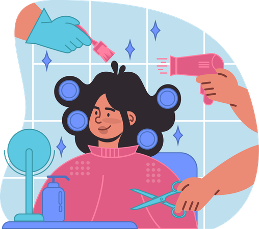 Woman visiting hair salon  Illustration