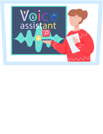 Woman voice activated digital assistant  Illustration