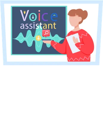 Woman voice activated digital assistant  Illustration