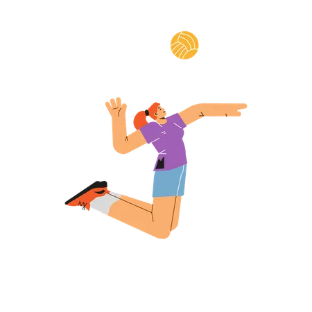 Woman volleyball player jumping hits the ball  Illustration