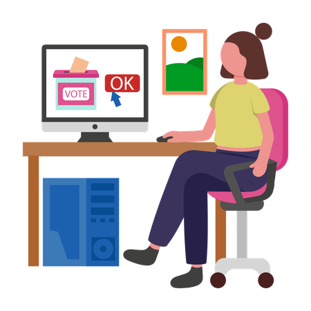 Woman Voting Remotely  Illustration