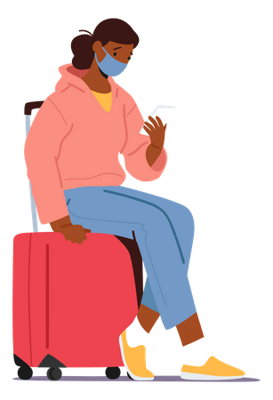 Woman waiting for flight  Illustration