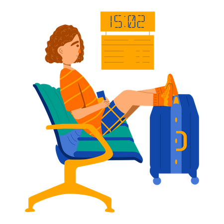 Woman waiting for flight  Illustration