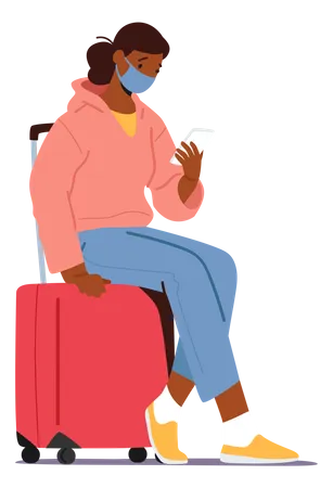 Woman waiting for flight  Illustration